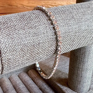 Pink Tourmaline Colored CZ Stainless Steel Tennis Bracelet October Birthstone